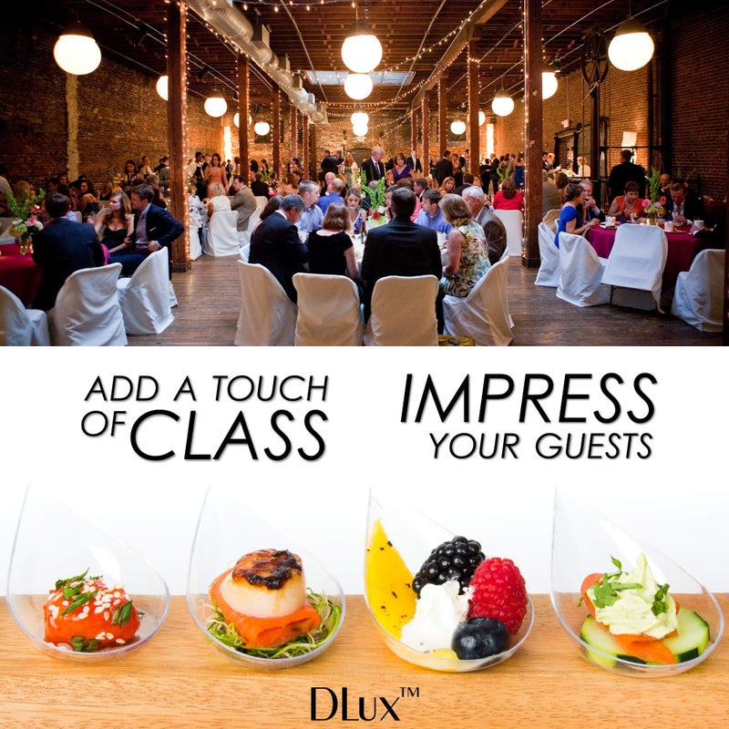 DLux أطباق مقبلات مصغرة على شكل قطرة ماء DLux 100 4-in، ملاعق بلاستيكية شفافة قابلة لإعادة الاستخدام - أطباق الحلويات والمقبلات - مجموعة ملاعق آسيوية، أكواب تذوق الحلويات الصغيرة - مع كتاب وصفات - Image 5